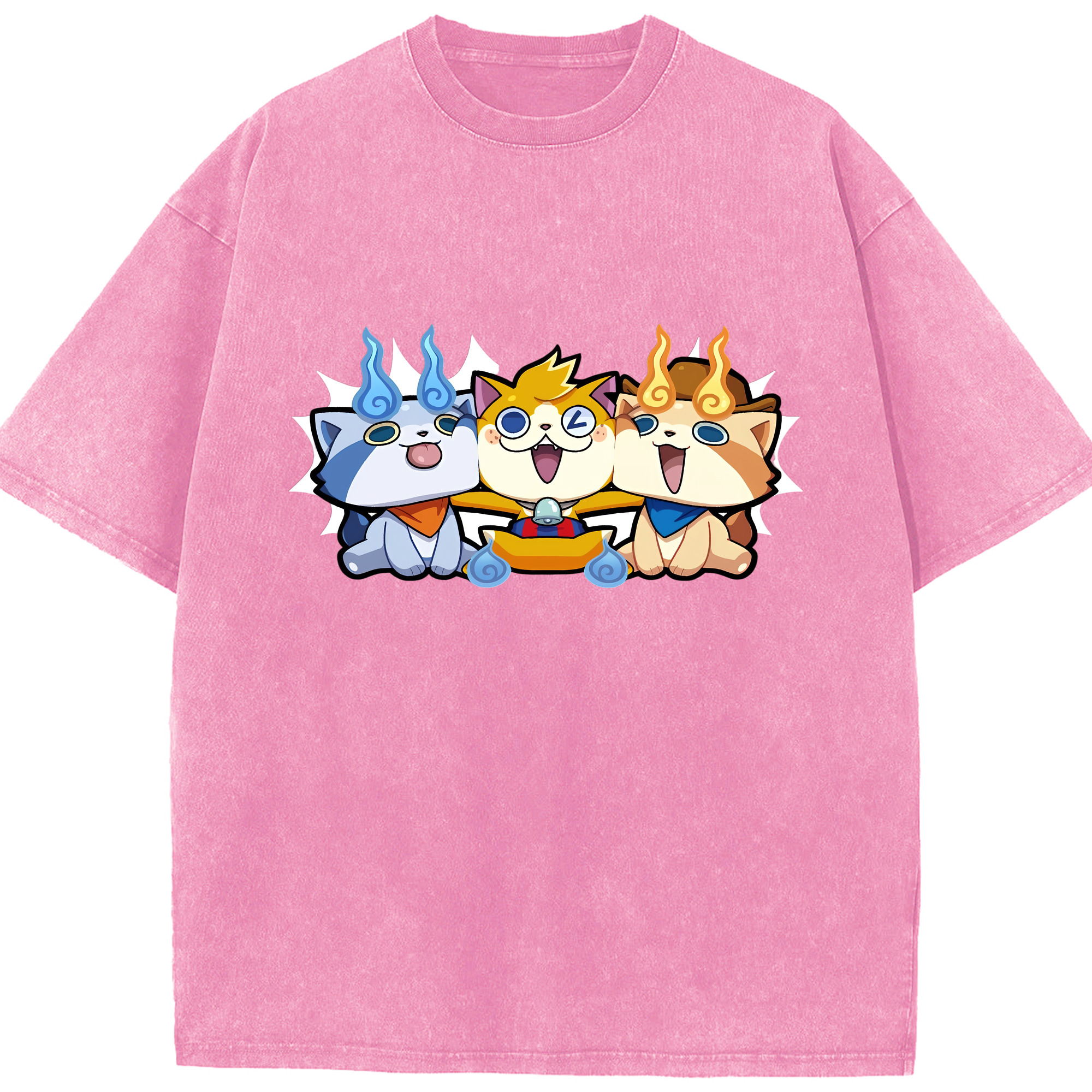 （画像用） 妖怪ウォッチ Yo-kai Watch 綿100% ヴィンテージ風 半袖Tシャツ（フロントプリント）
